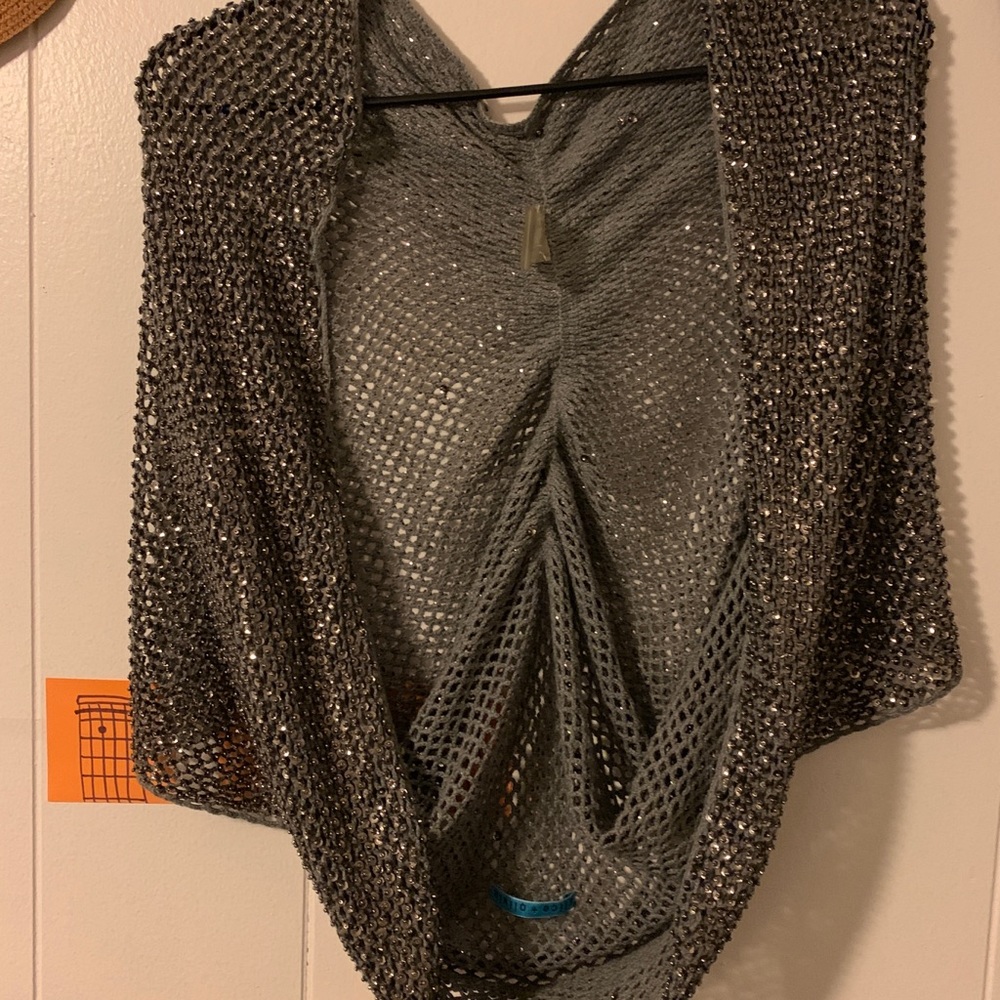 Drea Beaded Crochet Shrug Silver